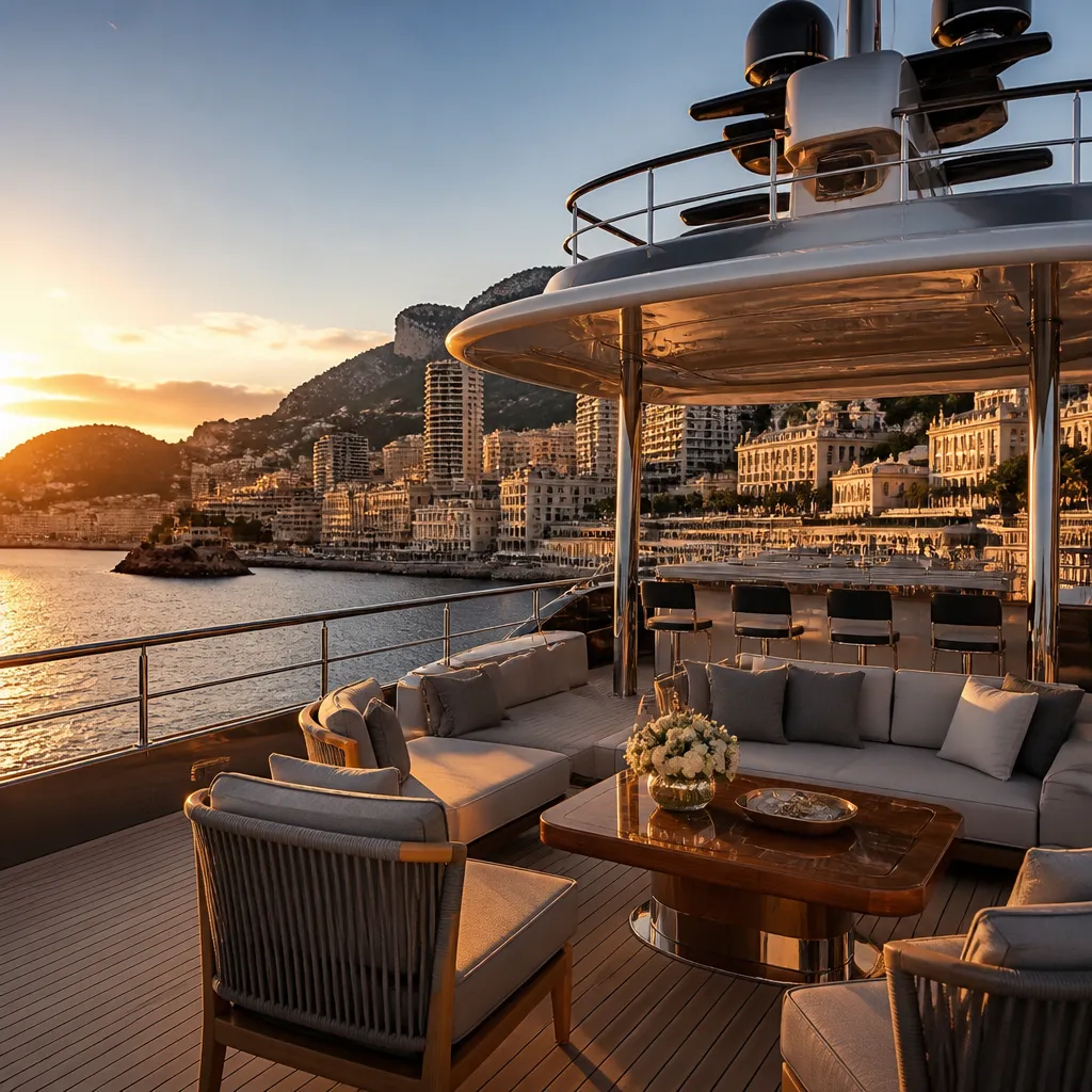 Symbolbild zu Robert Geiss Vermögen: Luxusyacht vor mediterraner Küstenkulisse
